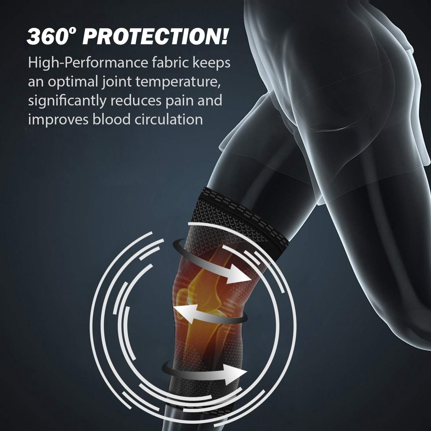 (2 pack) PowerLix Knee Brace, Compression Sleeve with Anti-Slip Fit, 3D Knit for Sports & Fitness, Black, XL – Father’s Day Gifts