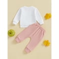 thumbnail image 6 of Baby Toddler Boy Girl Fall Outfits, 0 6 12 18 24 Months 2T 3T Checkerboard Letter Print Long Sleeve Sweatshirt Elastic Waist Pants 2 Piece Clothing Set, 6 of 9