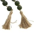 thumbnail image 4 of DecMode Handmade Round Frosted Green Glass Garland with Tassel with Knotted Brown Jute, 4 of 17
