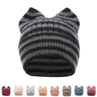 Hello Kitty Beanie Hat Laplander Black Knit Handmade Sanrio Hello