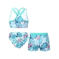 thumbnail image 2 of YIZYIF Girls Juniors 3Pcs Swimsuit Crop Top with Shorts Briefs Swimwear Tropical Vacation Water Sports Bathing Suit Leaf 6, 2 of 7