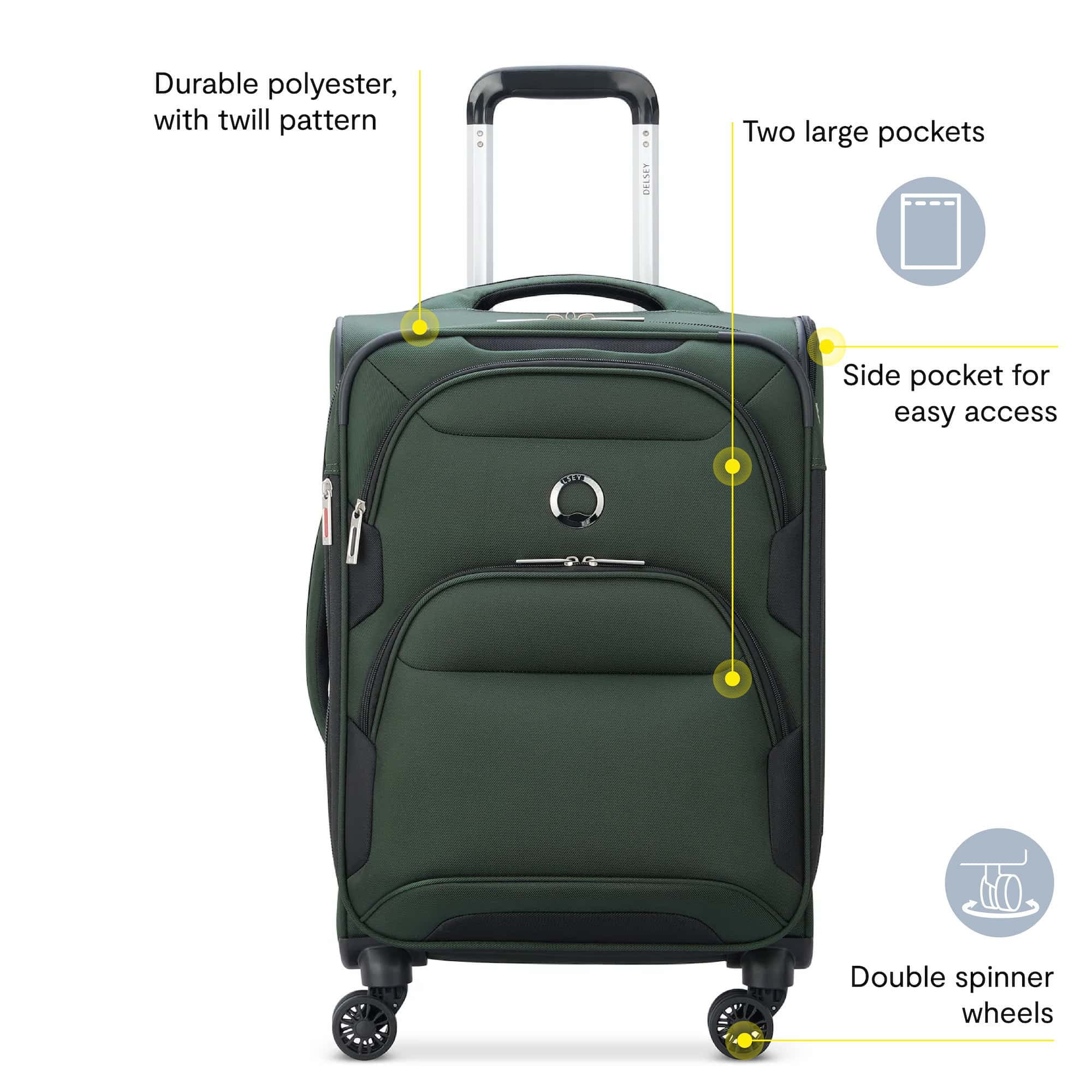 Free Shipping DELSEY PARIS Sky Max 2.0 21 Softside Spinner Carry On Luggage Green Walmart