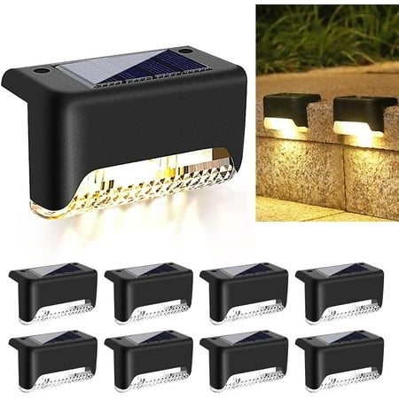 

Solar Deck Lights Outdoor 8 Pack Solar Step Lights Waterproof LED Solar Lights for Outdoor Stairs Steps Fences Yard Terrace