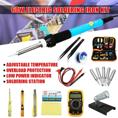 2019 New 110V 60W Electric Soldering Iron Gun Tool Set Adjustable Temperature Welding Kit with Digital Multimeter Tool with 5 Tips + Stand +Carry (Best Color Calibration Tool 2019)