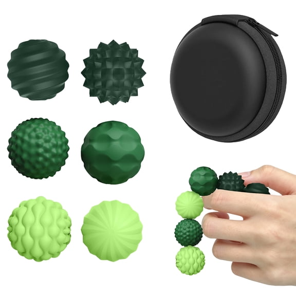 6PCS Silicone Magnetic Balls Fidget Toys for Adults Teens, Stress Relief Sensory Toy for Autism ADHD Anxiety, Office Desk Fun Textures Gadgets, Stocking Stuffers Gift for Women Men,Green