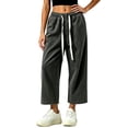 thumbnail image 2 of Hueook Straight Leg Jeans for Women Drawstring Elastic Waist Denim Pants with Pockets Casual L, 2 of 5