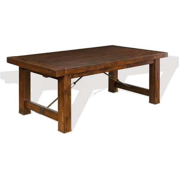 Pemberly Row 42" Traditional Wood Extension Table in Medium Brown