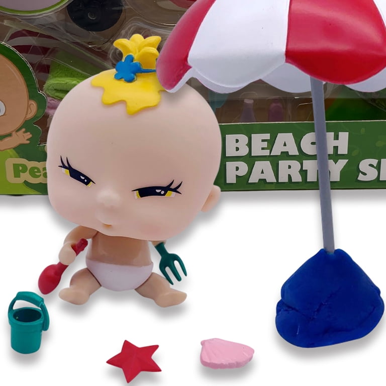Playful Minds Pea Pod Babies Beach Party Set - 30+ Pieces, 2 Mini Dolls, Easter Basket Gift