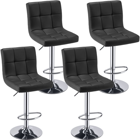 EDX Bar Stools Set of 4, Modern Adjustable Armless Swivel Counter Stools with PU Leather, Black