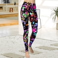 thumbnail image 2 of XIAONU Womens Paint Splatter Leggings High Waist Slim Fit Pants Stretchy Casual Daily Bottoms Black, 2 of 4
