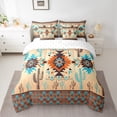 thumbnail image 3 of Manfei Western Hippie Aztec Twin Bedding Sets 7-Piece for Adult, Rustic Bohemian Bedding Comforter Set, Wheat Brown Square Triangle Reversible Sheet Sets, Luxury Bedroom Decor, 3 of 8