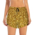 thumbnail image 2 of Gukieu Gold Glitter Print Women's Sports Shorts with Drawstring Elastic Waistband for Running, Yoga, Fitness-Medium, 2 of 7