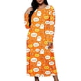 thumbnail image 2 of Stamzod Women's Halloween Night Dress Long Sleeve Printed Casual Long Sleep Shirt Plus Size Nightgowns for Women M, 2 of 9