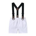 thumbnail image 4 of FLMEI Toddler Baby Boys Gentleman Outfits Infant Short Sleeve Dress Shirt + Suspender Shorts +bow Tie Summer Birthday Clothes Set 3PCS 6 Months - 7 Years, 4 of 8