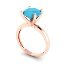3.0ct round cut turquoise 18k rose gold Bridal Wedding Engagement Promise Anniversary Ring for Women size 11
