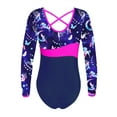 thumbnail image 2 of Sholeno Kids Girls Long Sleeve Gymnastics Leotards Ballet Dancewear One-piece Short Unitard Bodysuit Fairy Navy 10, 2 of 4