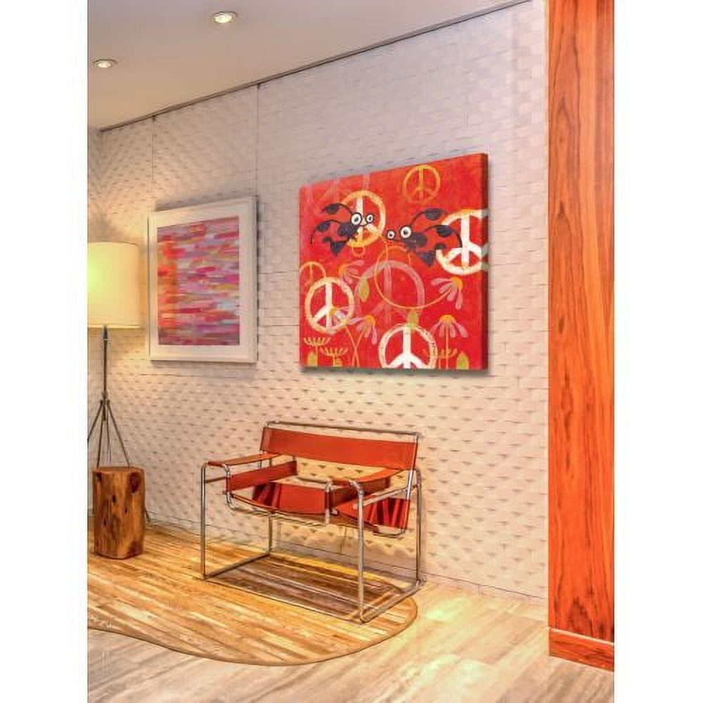 "Peace Sign Ladybugs I" Painting Print on Wrapped Canvas