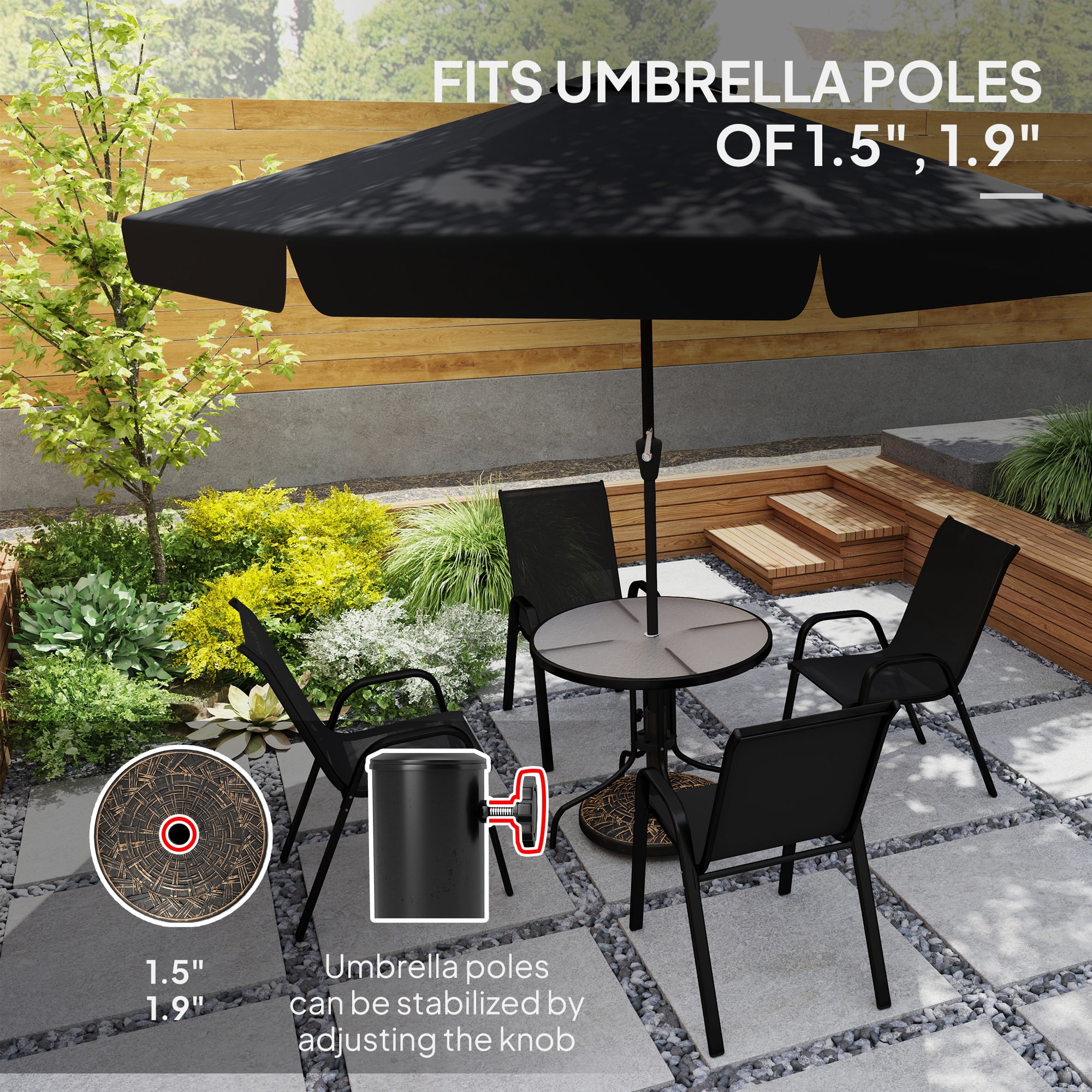 Outsunny 19" Patio Umbrella Base, 26 lbs Concrete Heavy Duty Patio Umbrella Holder for 1.5"/1.9" Umbrella Poles, Bronze
