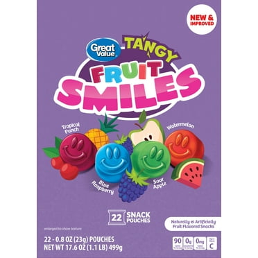 Great Value Fruit Smiles Snacks, Tangy Flavor, 22 Count