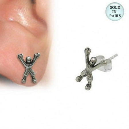 - .925 Sterling Silver Boxer Figure Ear Studs