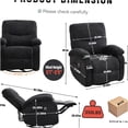 thumbnail image 6 of JERFIT Modern Massage Recliner Chair with Heat, 360 Swivel Rocker Lounge Chair for Living Room, Black, 6 of 10