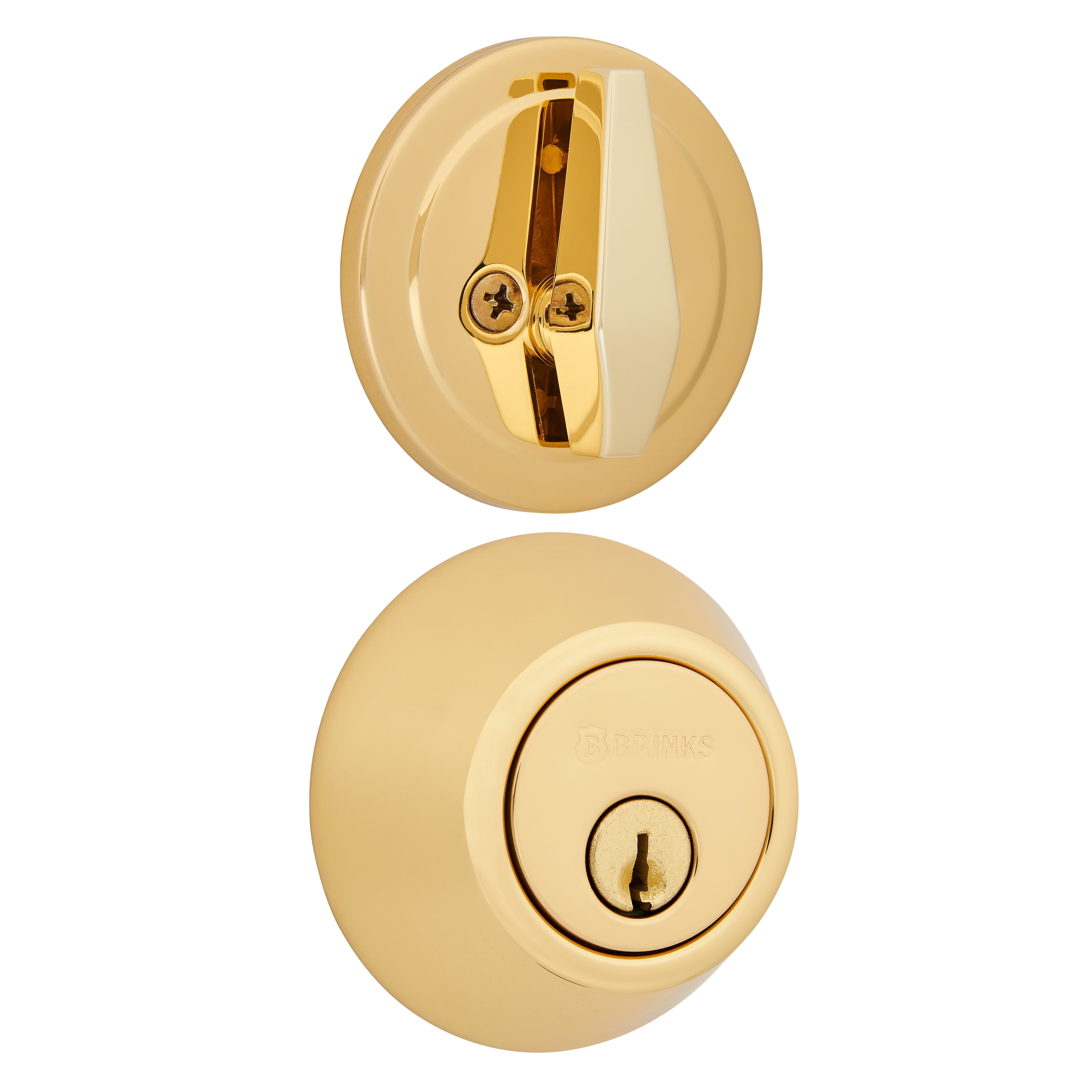 Brinks Single Cylinder Deadbolt Lock, Polished Brass Finish