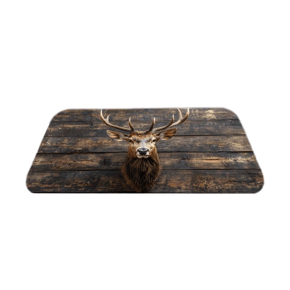 Deer Head Welcome Doormat Rustic Design Non-Slip Absorbent Indoor Outdoor Rug for Front Door Entryway Nature Inspired Decorative Floor Mat Home Decor Cabin Style