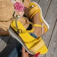 thumbnail image 5 of Dakaela Women's Espadrille Wedge Sandals Flower Ankle Strap Platform Summer Shoes Braided Open Toe Dressy Casual Slip on Sandal Size 6-10 Yellow, 5 of 8