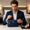 thumbnail image 4 of Cevemin Travel Toiletry Bag - Three-Zipper Waterproof Oxford Cloth Cosmetic Organizer with Portable Hook for Men and Women, Ideal Size 9.45x5.91x1.18in for Bathroom and Travel, 4 of 6
