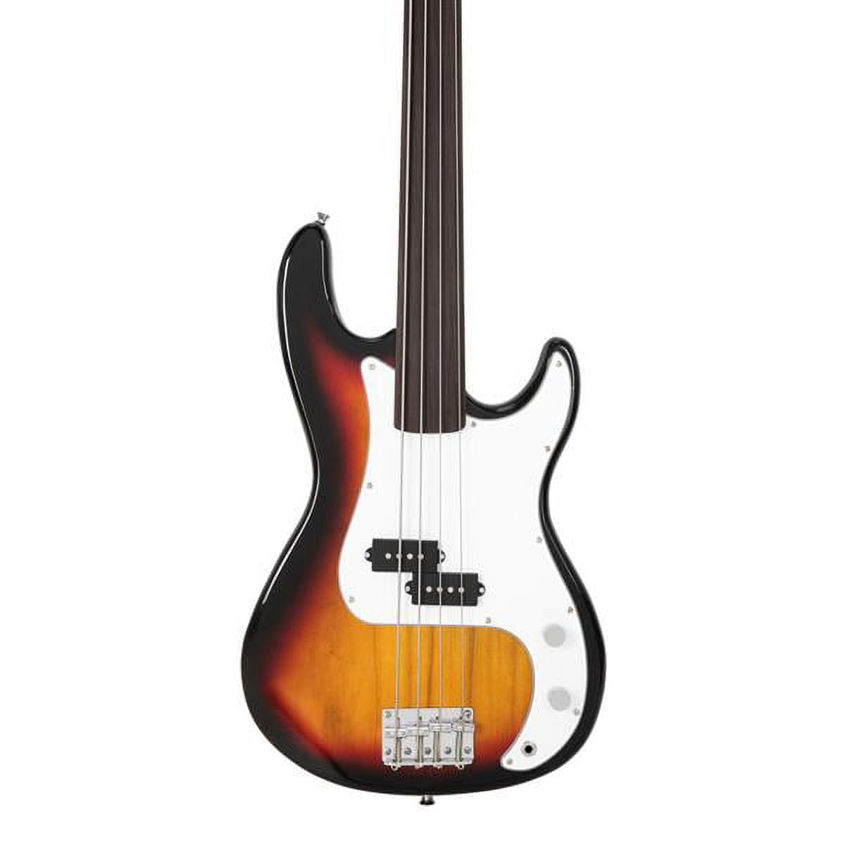 Fretless Bass Guitar Full Size 4 String for experienced Bass Players Cord Wrench Tool Sunset Color