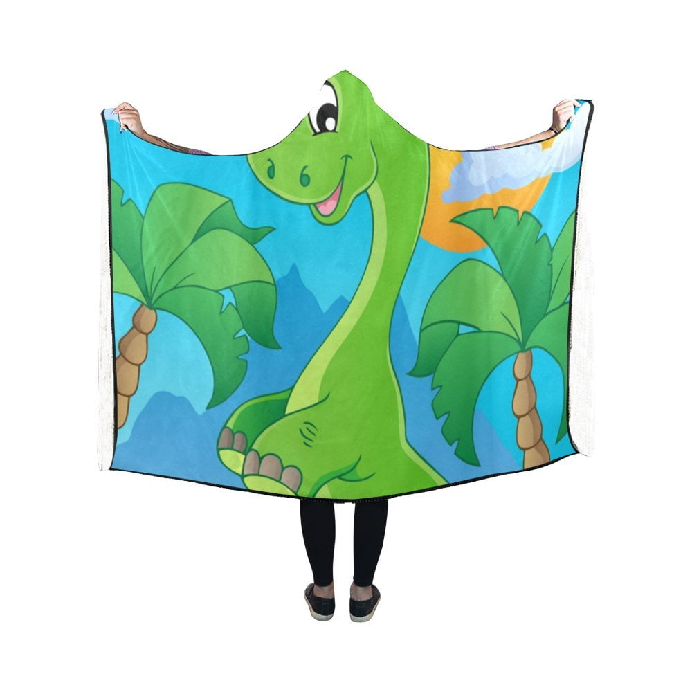ASHLEIGH Scene With Dinosaur Hooded Blanket Wearable Blanket