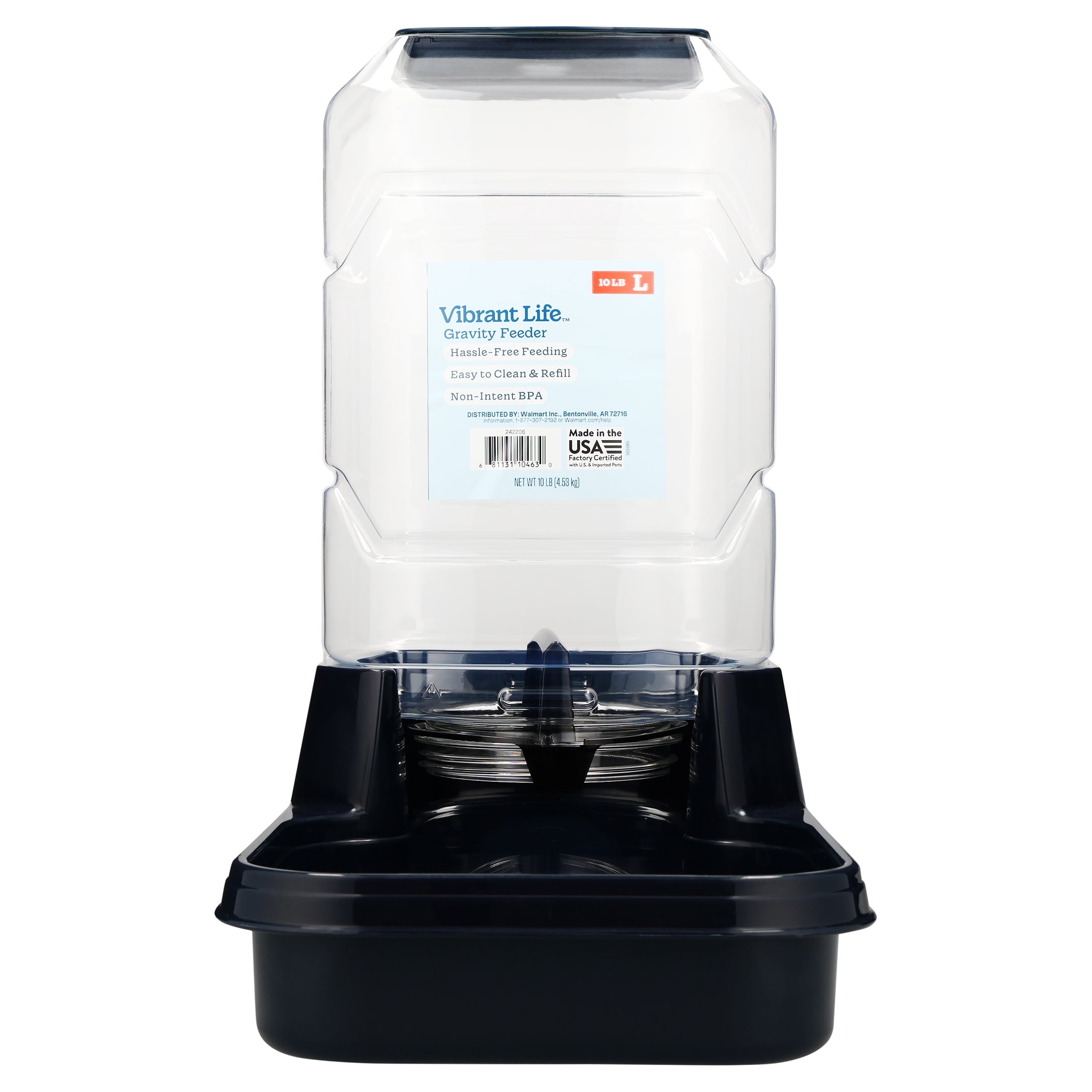 Vibrant Life 10 lb Gravity Feeder for Large Pets, Navy