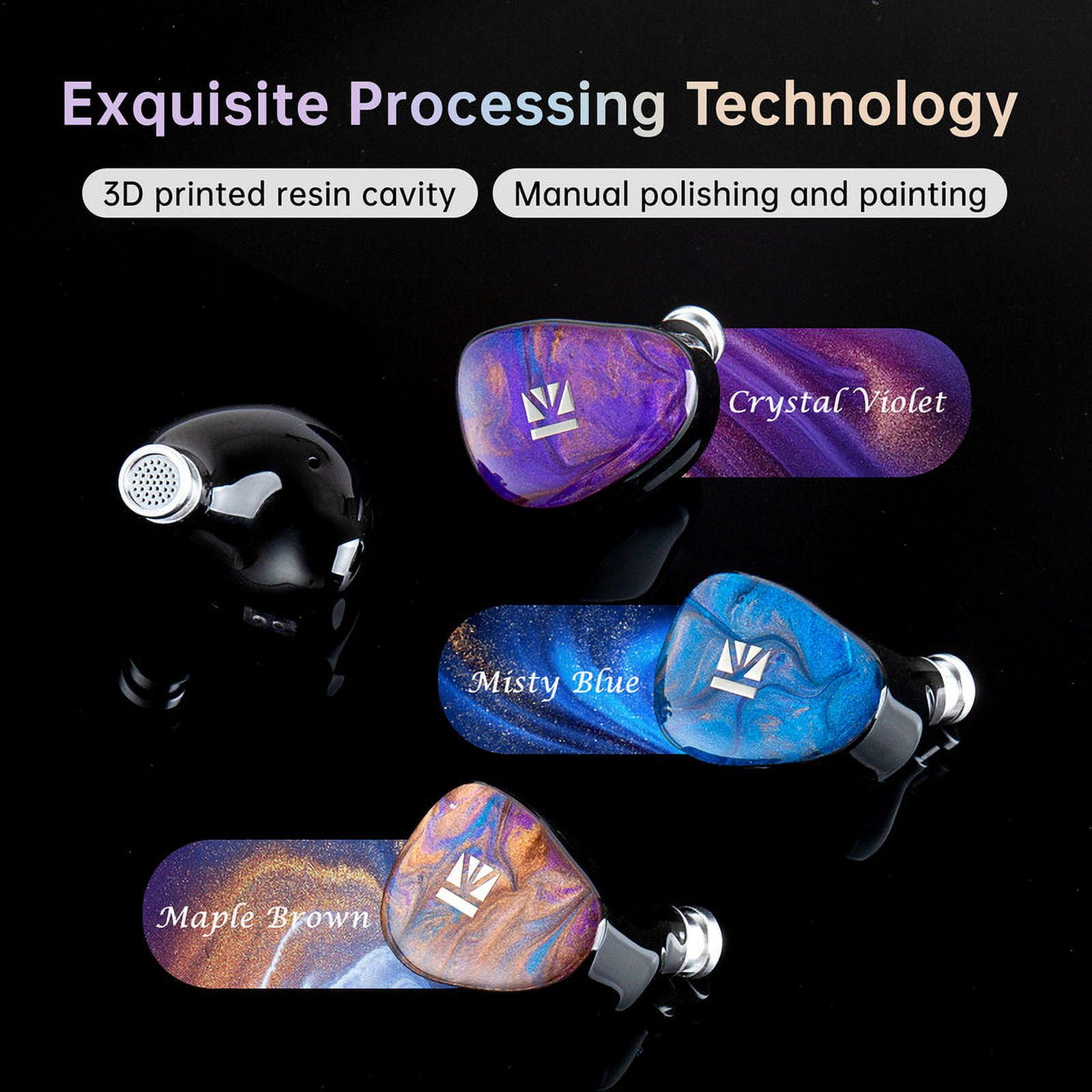 KBEAR KB02 in Ear Monitor, Colorful Hybrid 1DD Bone Conduction IEM in Ears Wired Earbuds Bass with 0.78 2Pin 4N OFC Cable 3.5mm Plug Cable for Gaming Singers Musicians(Purple Blue,without mic)