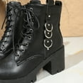 thumbnail image 6 of Black Women Fashionable Boots Round Toe Front Lace Up Side Zipper Chunky Heel For Daily Activities And Comfort, 6 of 9