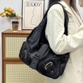 thumbnail image 4 of Top-keivon Shoulder Bag for Women, Y2K Rivet Faux Leather Underarm Purse, Retro Motorcycle Trendy Casual Commute Handbag, 4 of 5