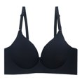 thumbnail image 2 of Womens Wireless Bras Solid Color No Underwire Push Up Full Coverage Soft Seamless Sports Everyday Bralettes Bra,Black 1,36 C, 2 of 5