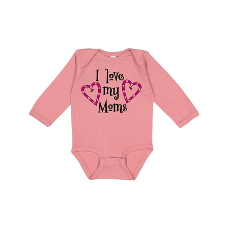 

Inktastic I Love My Moms- Hearts Gift Baby Boy or Baby Girl Long Sleeve Bodysuit