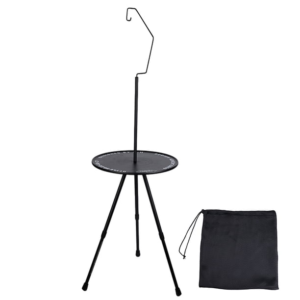 Mesa Redonda para Barbacoa Con Soporte Mesa Elevable para Viajes Al Aire Libre (negro)