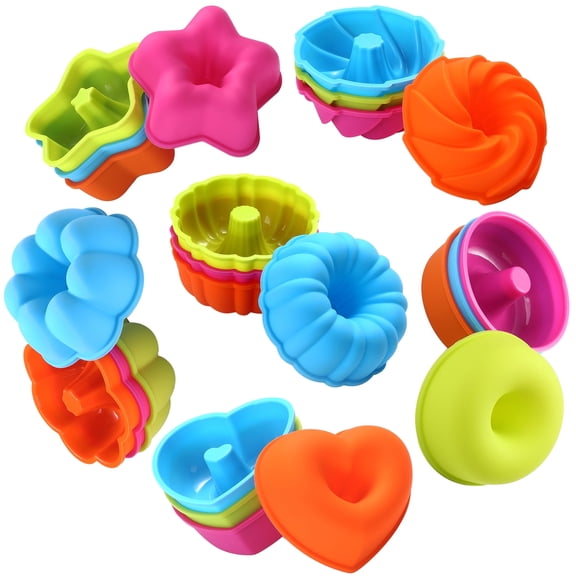 To encounter 24Pack Silicone Molds, Nonstick 2 3/4 inches Silicone Donut Mold, Silicone Baking Cups, Silicone Donut Pan, Muffin, Jello, Bagel Pan, Oven- Microwave- Dishwasher Safe