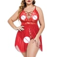 thumbnail image 2 of Intimates Women Elastic Plus Size Stretchy With Two Pieces Mesh Nightgown Underwear, 2 of 7