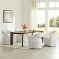 thumbnail image 5 of Spruce & Spring Barrel-Style Dining Chair with Upholstered Seat and Casters, No Assembly Required, Multi-colored Wheat Fabric, 5 of 11