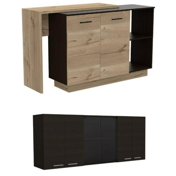 Home Square 2-Piece Set with Kitchen Island and Superior 150 Wall Cabinet