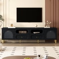 thumbnail image 2 of Euroco Modern TV Stand with Glass Cabinet Doors, 4 Drawers & 2 Cabinets, Cable Management, Metal Legs – Elegant Entertainment Center for Living Room, 2 of 9