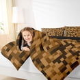 thumbnail image 4 of Feelyou Brown Abstract Full Size Comforter Sets, Pixel Grid Miners Bedding Sets, 3pcs, 4 of 8