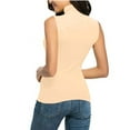 thumbnail image 5 of Gkeoshab Womens Blouses Slim Fit Mock Neck Tank Top Solid Sleeveless Stretch Blouse Perfect as a Layering Piece or Standalone Top Beige L, 5 of 5