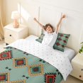 thumbnail image 3 of jejeloiu Natural Tribal Twin Duvet Cover,Organic Print Twin Bedding For Boys,Green Turquoise,Reversible,2 Pieces,1 Duvet Cover and 1 Pillowcase, 3 of 6