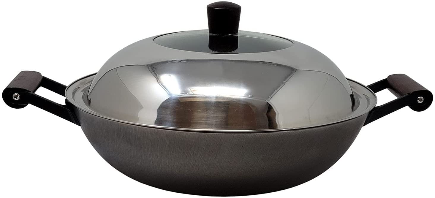 Non Stick Cook Aluminium Wok Induction Base Deep Frying Pan With Handles 30-40cm