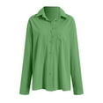 thumbnail image 6 of YDFCWXW Womens Button Down Shirts Cotton Dressy Shirts Long Sleeve Work Blouses Collared Tops Tunics with Pocket Light Green, XXL, 6 of 8