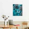 thumbnail image 3 of PIKWEEK  Teal Dandelion Canvas Wall Art Teal Grey Dandelion with Butterfly on Modern Abstract Background Wall Art Aesthetic Wall Art Decor for Living Room Bedroom Bathroom Office 16x20 in, 3 of 5