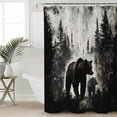 thumbnail image 2 of Extra Long Shower Curtain 72x96 Inch, Rustic Black Bear Shower Curtain Waterproof Bathroom Decor Country Cabin Forest Wildlife Fabric Bath Curtain Set Accessories with Hooks, 2 of 6
